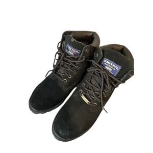 Smiths American Black Leather Monmouth Waterproof Lace Up Work Boots Men Sz 9